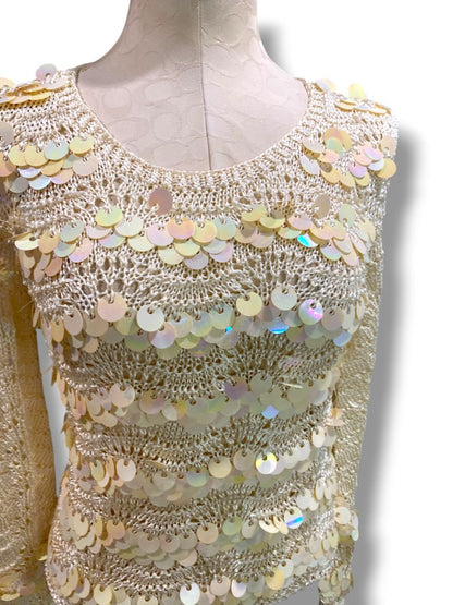 Medium Glory 3 by Gloria Furman Womens Vintage Palette Sequin Cream Sweater