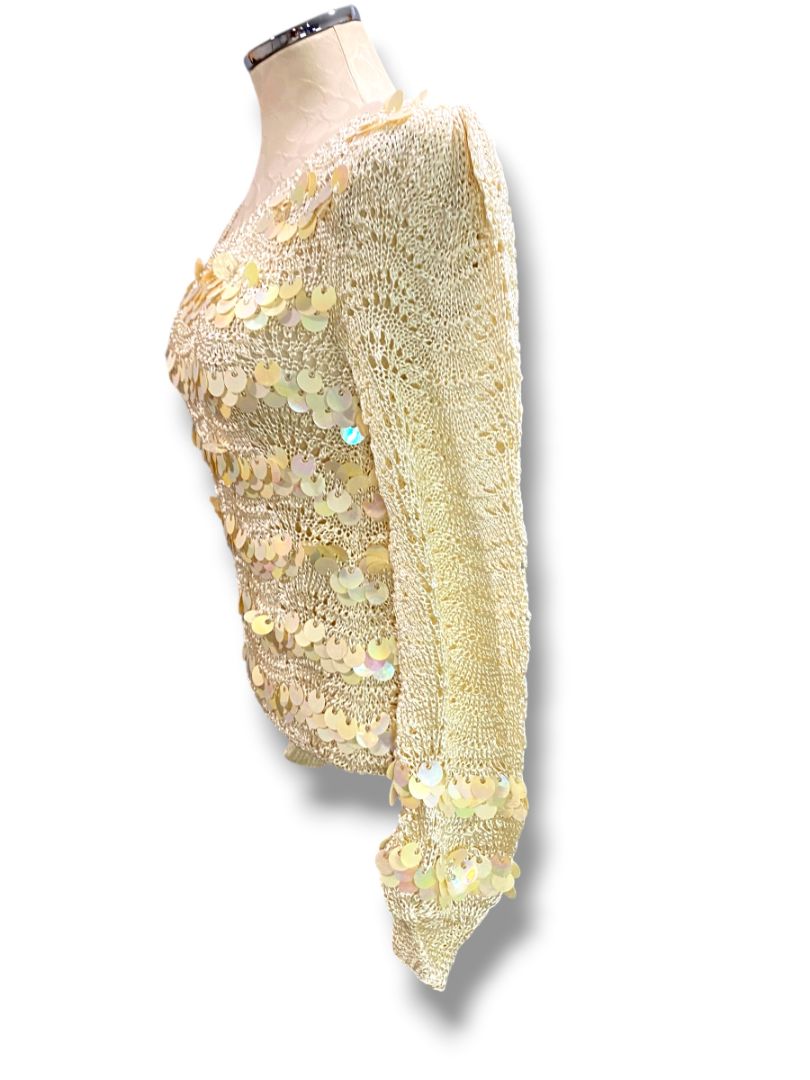 Medium Glory 3 by Gloria Furman Womens Vintage Palette Sequin Cream Sweater