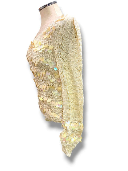 Medium Glory 3 by Gloria Furman Womens Vintage Palette Sequin Cream Sweater