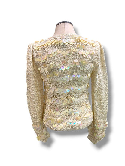 Medium Glory 3 by Gloria Furman Womens Vintage Palette Sequin Cream Sweater