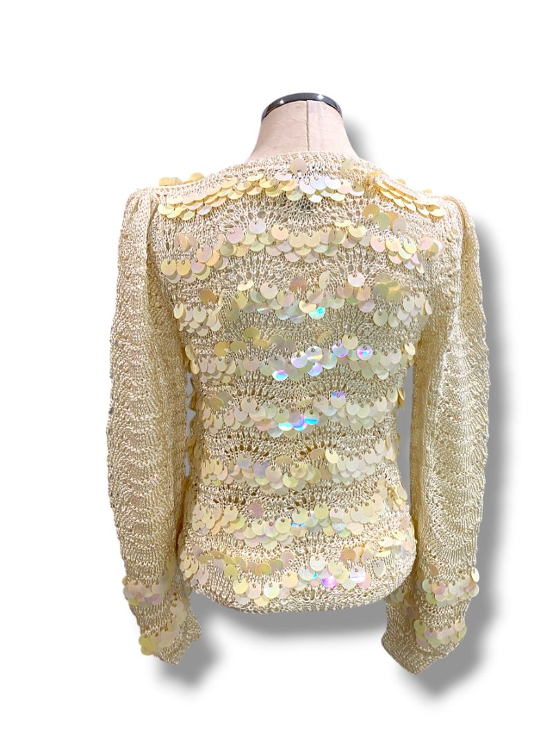 Medium Glory 3 by Gloria Furman Womens Vintage Palette Sequin Cream Sweater