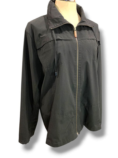 Size XL Zenergy by Chicos Womens Black Zip Up Jacket Hidden Zip Out Hood