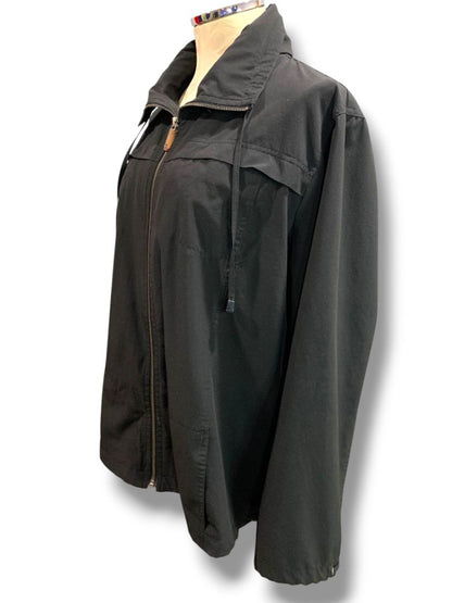 Size XL Zenergy by Chicos Womens Black Zip Up Jacket Hidden Zip Out Hood