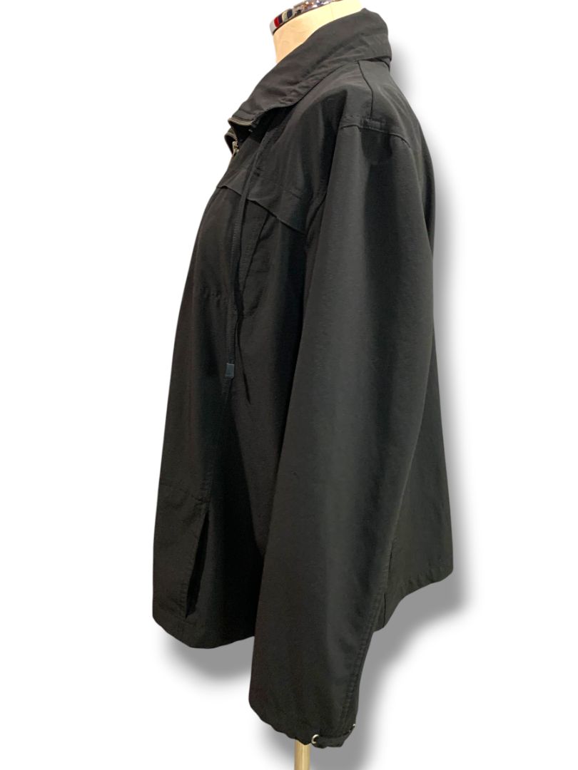 Size XL Zenergy by Chicos Womens Black Zip Up Jacket Hidden Zip Out Hood
