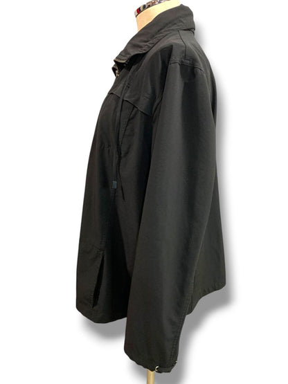 Size XL Zenergy by Chicos Womens Black Zip Up Jacket Hidden Zip Out Hood