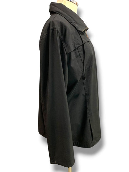 Size XL Zenergy by Chicos Womens Black Zip Up Jacket Hidden Zip Out Hood