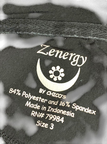 Size XL Zenergy by Chicos Womens Black Zip Up Jacket Hidden Zip Out Hood