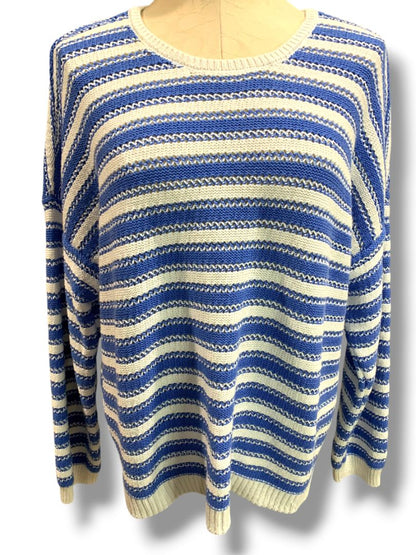 Size XXL Joseph A Womens Blue White Stripe Sweater Cotton Blend