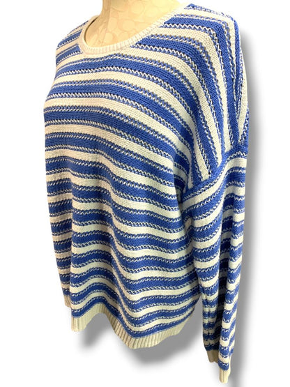 Size XXL Joseph A Womens Blue White Stripe Sweater Cotton Blend