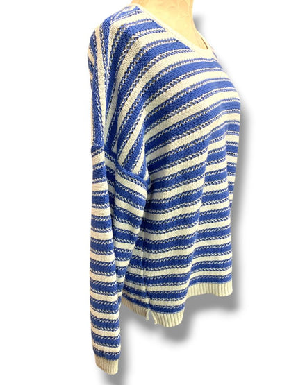 Size XXL Joseph A Womens Blue White Stripe Sweater Cotton Blend