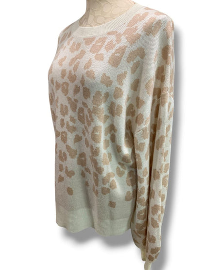 Size XL Alredine Womens Animal Print Sweater Tan Ivory