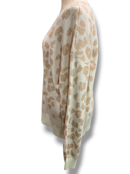 Size XL Alredine Womens Animal Print Sweater Tan Ivory