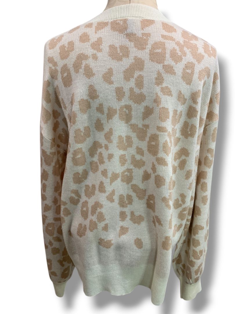 Size XL Alredine Womens Animal Print Sweater Tan Ivory