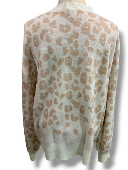 Size XL Alredine Womens Animal Print Sweater Tan Ivory