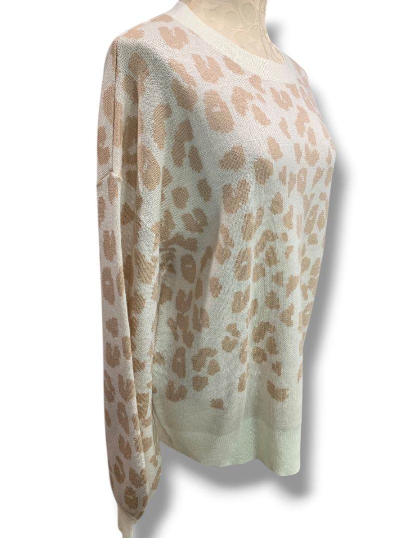 Size XL Alredine Womens Animal Print Sweater Tan Ivory