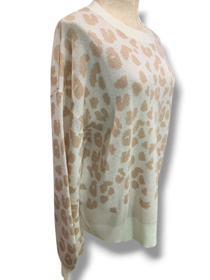 Size XL Alredine Womens Animal Print Sweater Tan Ivory