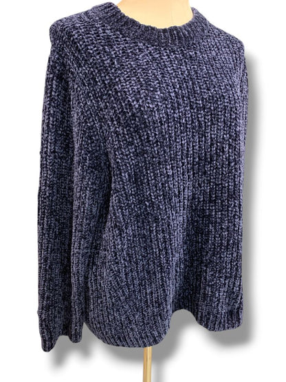 Size XL Talbots Womens Chenille Navy Blue Sweater Soft Chunky Knit