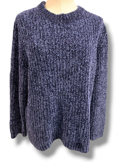 Size XL Talbots Womens Chenille Navy Blue Sweater Soft Chunky Knit