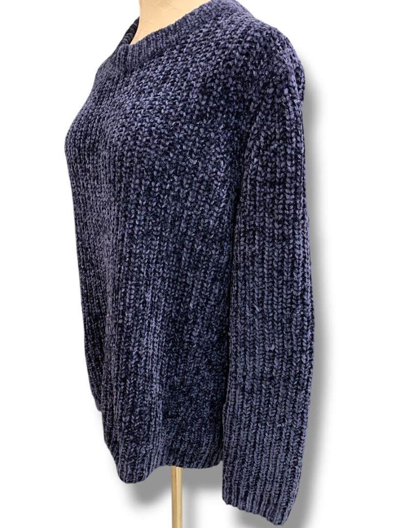 Size XL Talbots Womens Chenille Navy Blue Sweater Soft Chunky Knit