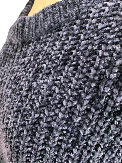 Size XL Talbots Womens Chenille Navy Blue Sweater Soft Chunky Knit