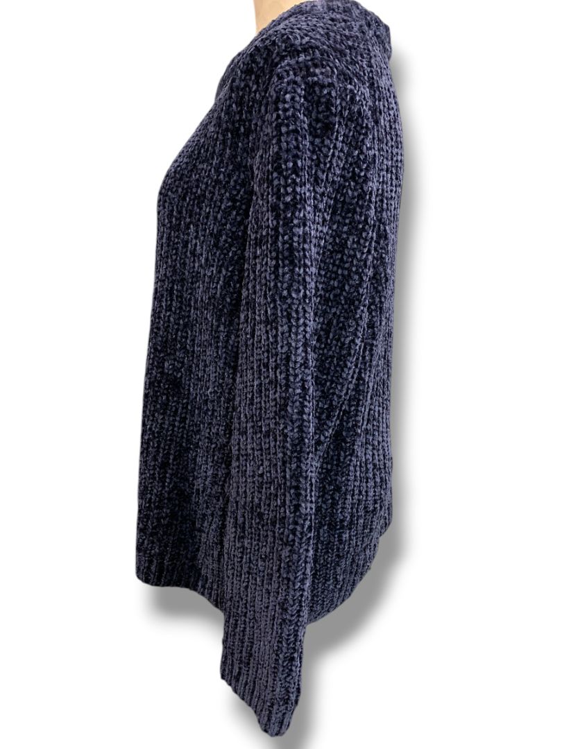 Size XL Talbots Womens Chenille Navy Blue Sweater Soft Chunky Knit