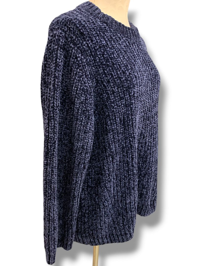 Size XL Talbots Womens Chenille Navy Blue Sweater Soft Chunky Knit