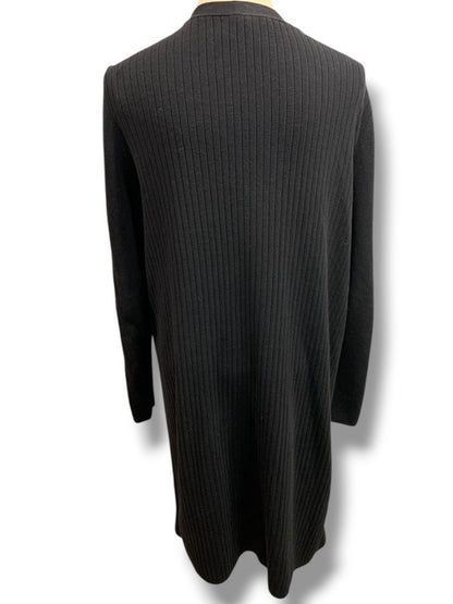Size 1X Talbots Woman Long Open Black Ribbed Cardigan Sweater