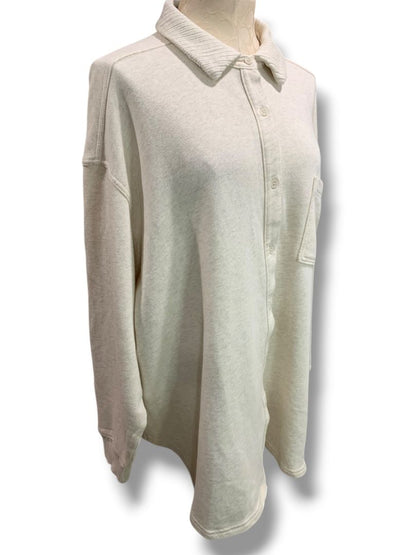 Large Aerie Womens New Oatmeal Button Up Collared Sweatshirt Oversize