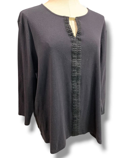 Size XXL Jones New York Signature Womens Black Shirt Crochet Trim
