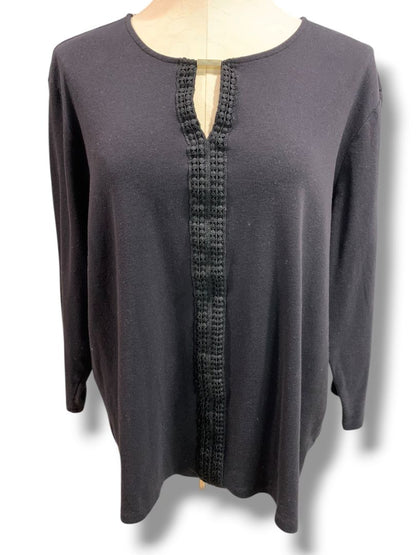 Size XXL Jones New York Signature Womens Black Shirt Crochet Trim
