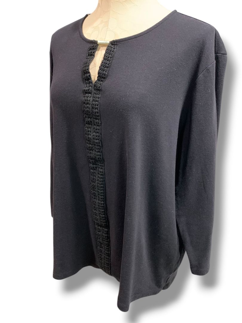 Size XXL Jones New York Signature Womens Black Shirt Crochet Trim