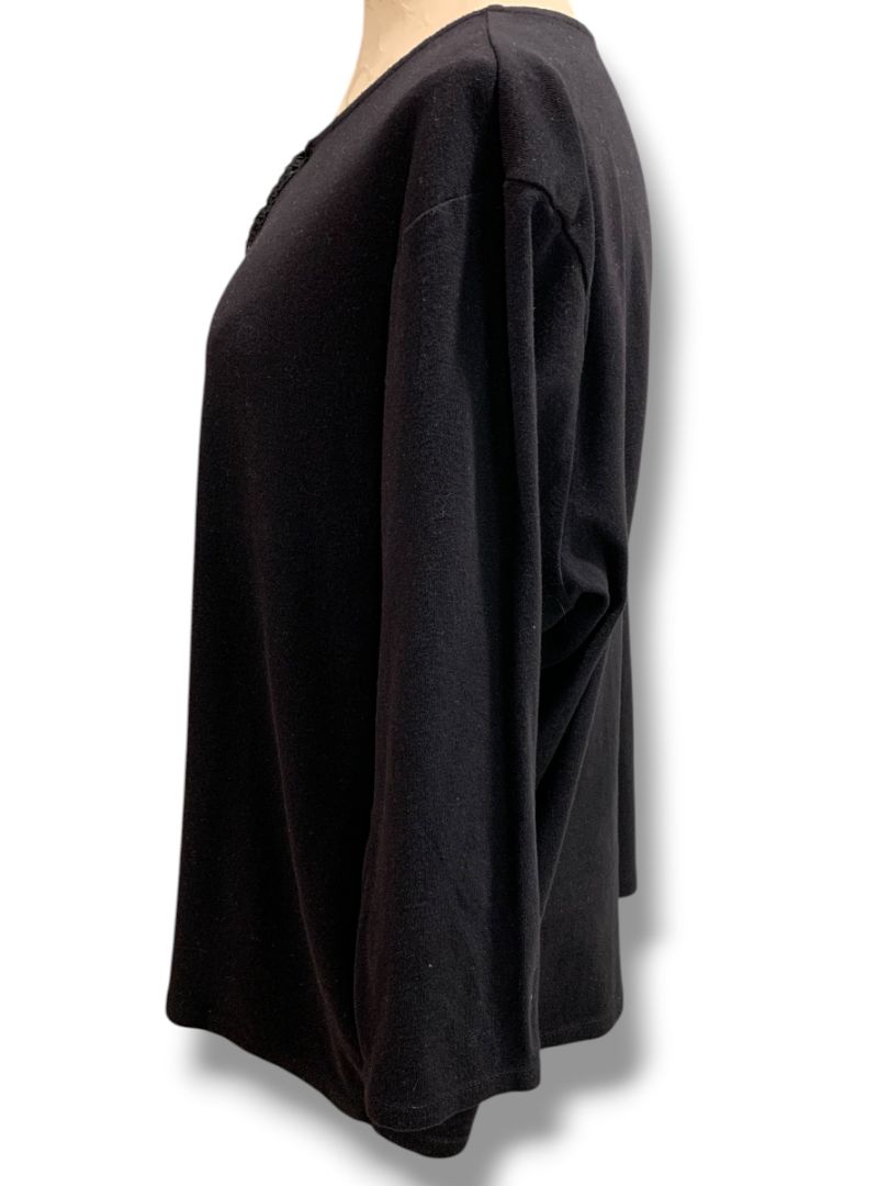 Size XXL Jones New York Signature Womens Black Shirt Crochet Trim