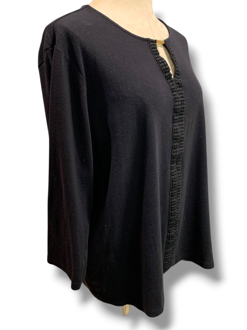 Size XXL Jones New York Signature Womens Black Shirt Crochet Trim