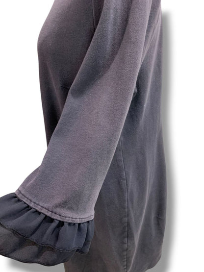 Size 1X Talbots Plus Size Womens Knit Dress Navy Blue 3/4 Ruffle Trim Sleeve