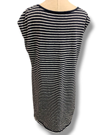 XL Talbots Striped Shift Dress Navy Blue White Summer Cotton Tshirt Material