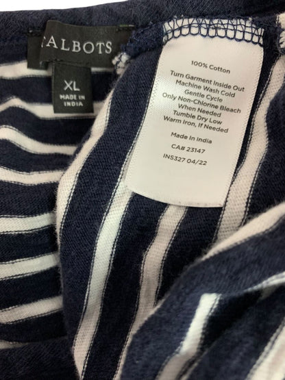 XL Talbots Striped Shift Dress Navy Blue White Summer Cotton Tshirt Material