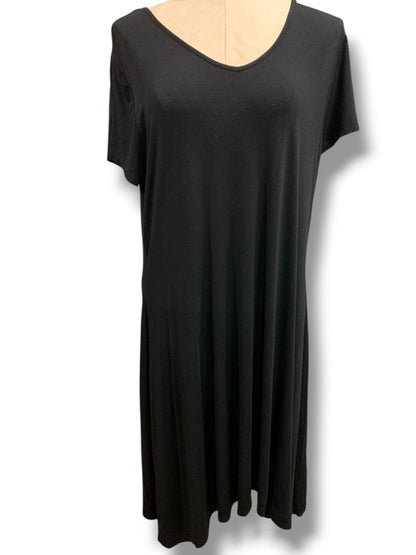 Size XL Chicos Black Jersey Knit Midi Dress Soft Tshirt Short Sleeve