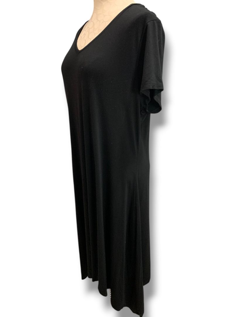 Size XL Chicos Black Jersey Knit Midi Dress Soft Tshirt Short Sleeve