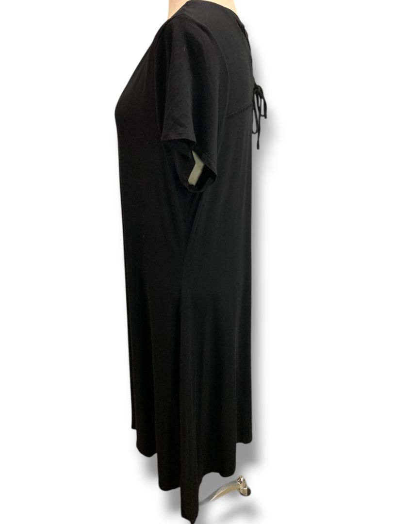 Size XL Chicos Black Jersey Knit Midi Dress Soft Tshirt Short Sleeve
