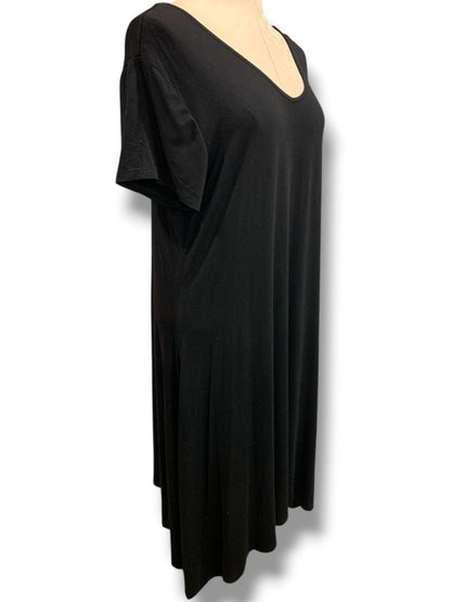 Size XL Chicos Black Jersey Knit Midi Dress Soft Tshirt Short Sleeve