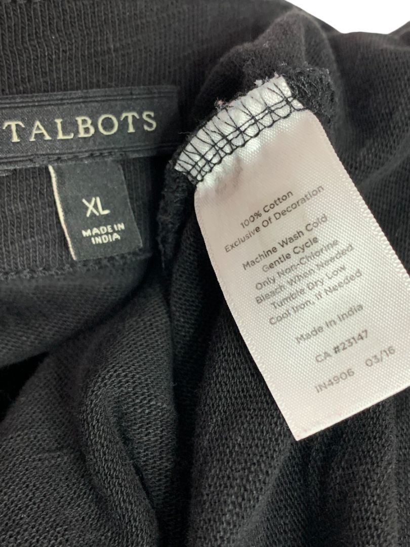 Size XL Talbots Black Shift Boho Tshirt Dress Embroidered Trim Nantucket Slub