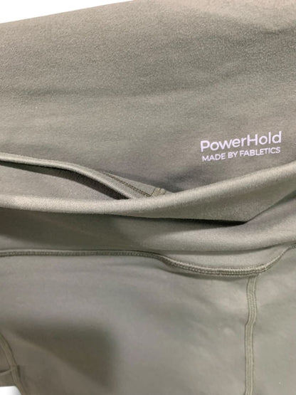 XL Fabletics Powerhold Womens Olive Green Capri Leggings Stash Pockets Mesh Side