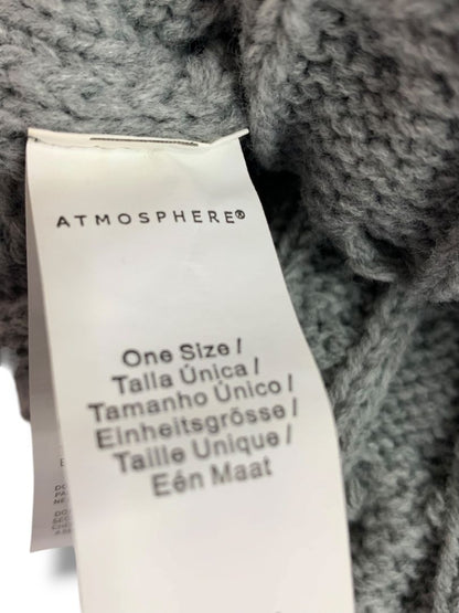 One Size Womens Atmosphere Winter Sweater Knit Beanie Hat PomPom Gray Ivory