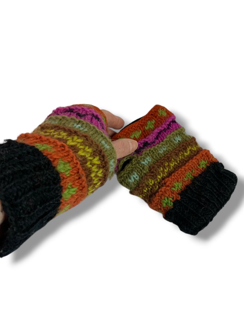 Womens Sweater Knit Fingerless Gloves Cuffs Handwarmers Fleece Lined