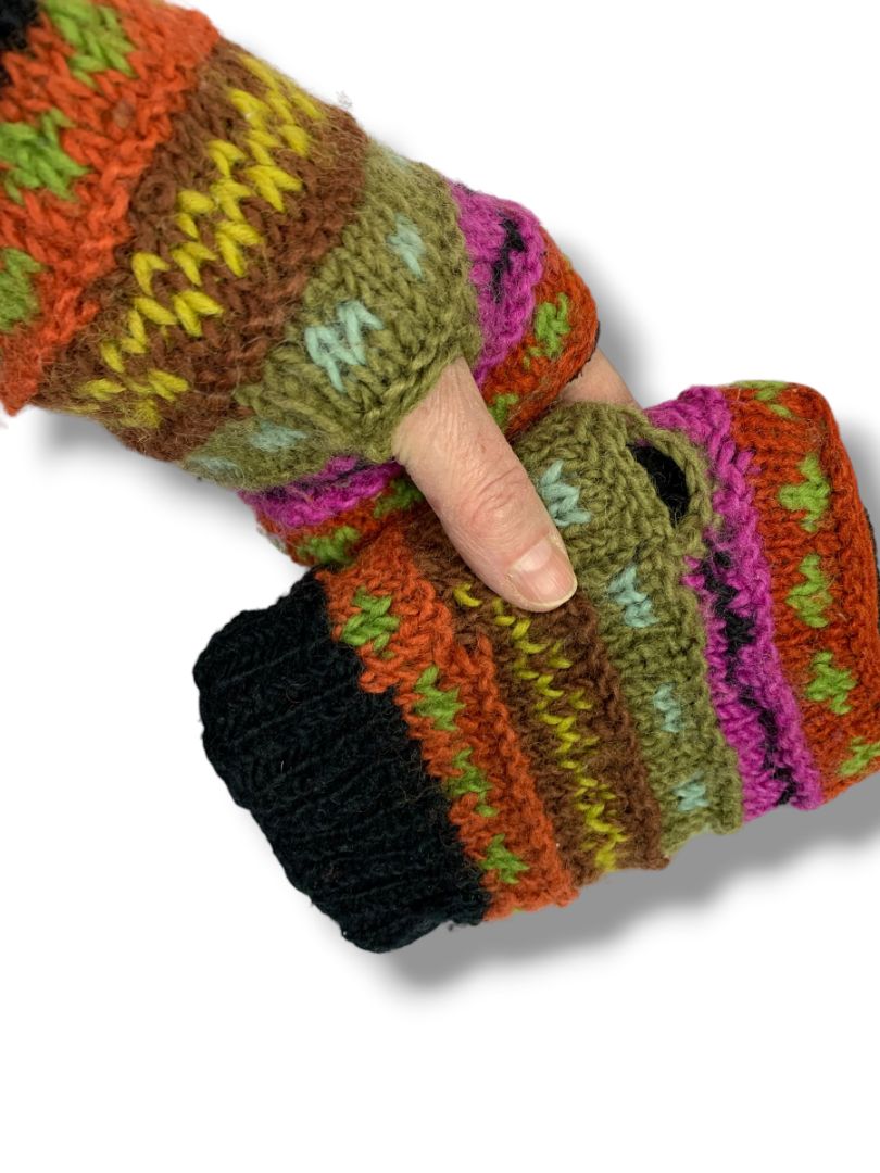 Womens Sweater Knit Fingerless Gloves Cuffs Handwarmers Fleece Lined