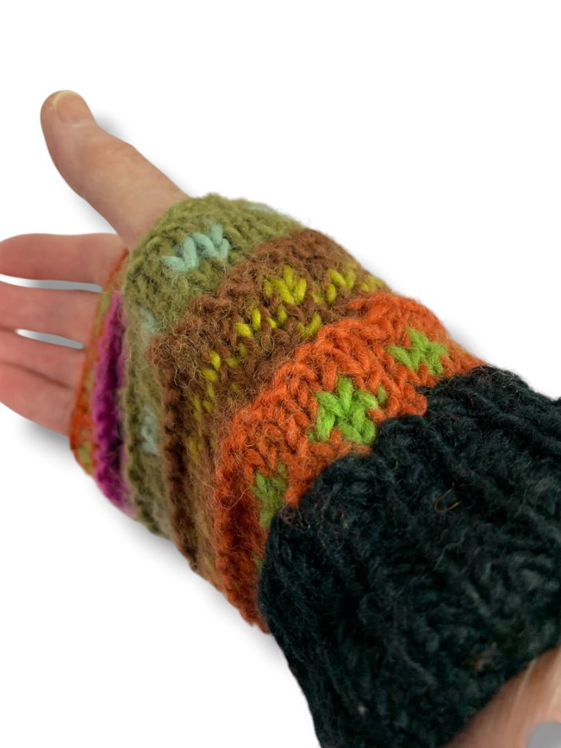 Womens Sweater Knit Fingerless Gloves Cuffs Handwarmers Fleece Lined