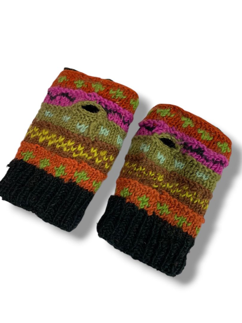 Womens Sweater Knit Fingerless Gloves Cuffs Handwarmers Fleece Lined