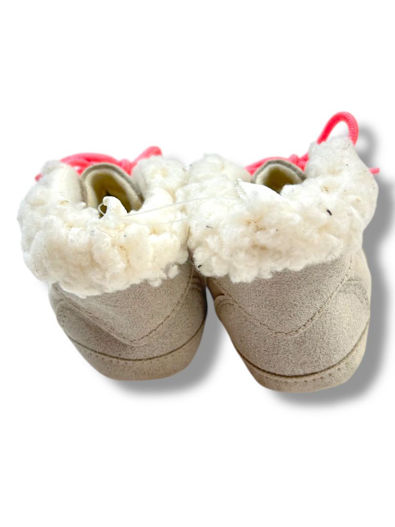 Size 6-12 Months Baby Gap Boots Lace Up Gray Pink Laces New
