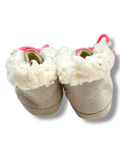 Size 6-12 Months Baby Gap Boots Lace Up Gray Pink Laces New