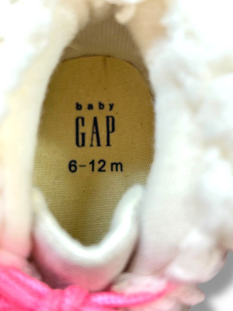Size 6-12 Months Baby Gap Boots Lace Up Gray Pink Laces New
